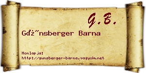 Günsberger Barna névjegykártya